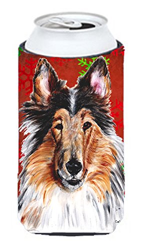 Collie Red Snowflakes Holiday Tall Boy Beverage Insulator Hugger SC9742TBC