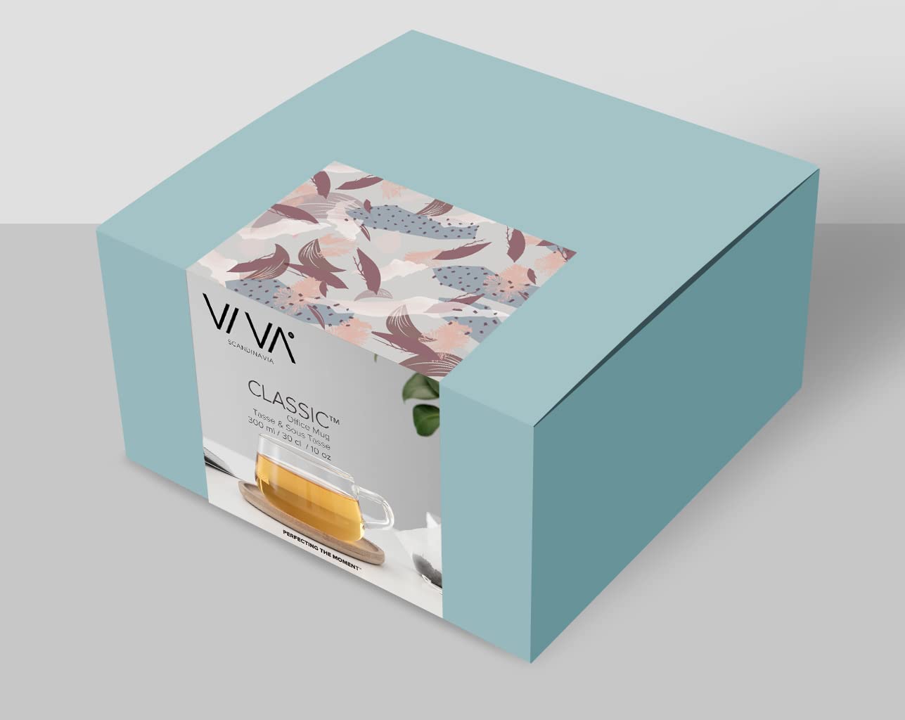 Viva Classic Glass Coffee Mug Or Tea Cup And Saucer Made Of Bamboo Wood - 9 Oz / 250Ml - Perfect For Cappuccinos, Macchiatos, An