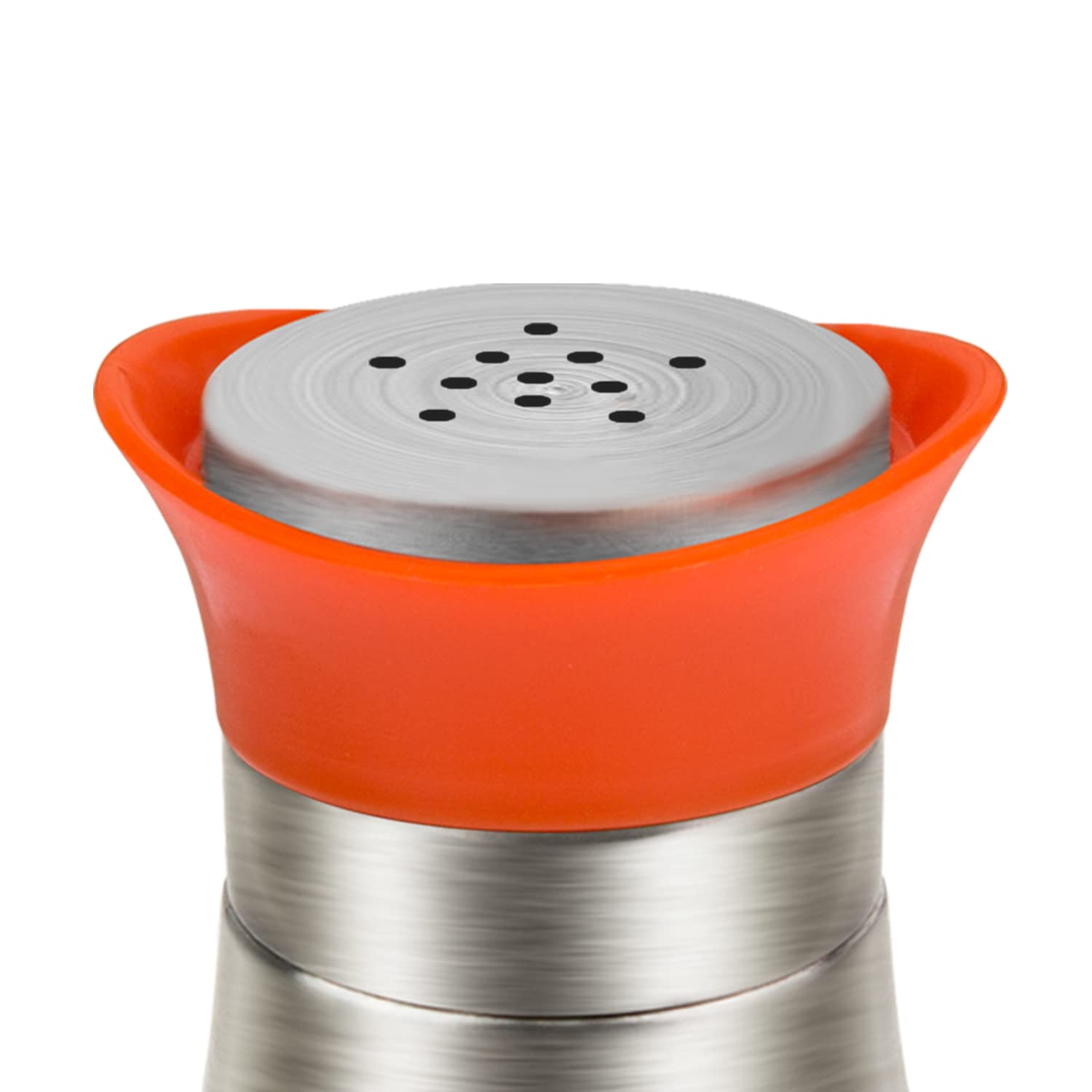 Evelyne Salt Pepper Seasoning Glass Shaker with Stainless Steel Cover 2 pcs Pack Set (Orange)