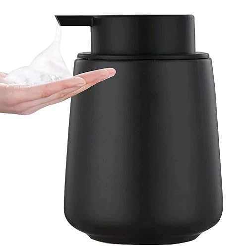 12Oz Foam Hand Soap Dispenser - Black Foaming Soap Dispenser Bathroom with Easy-to-Press Pump  Refillable Liquid Lotion Hand Soap Dispenser  Ceramic Kitchen Dish Soap Dispenser Hand Wash Dispenser