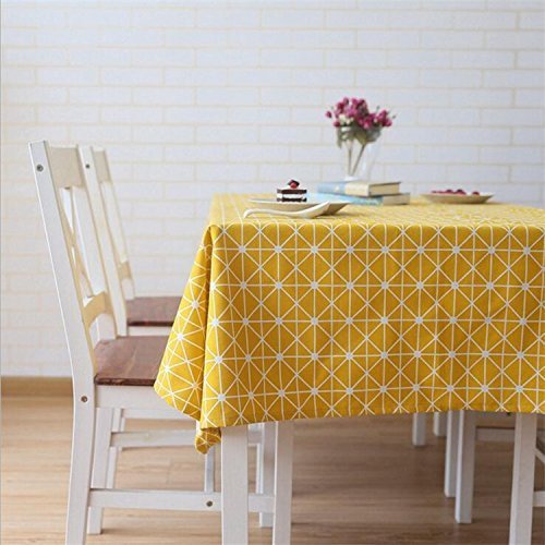 Meioro Tablecloths Cotton Linen Tablecloth Simple Style Twill Tablecloths Multi-Purpose Indoor And Outdoor (Yellow, 51''X70'')