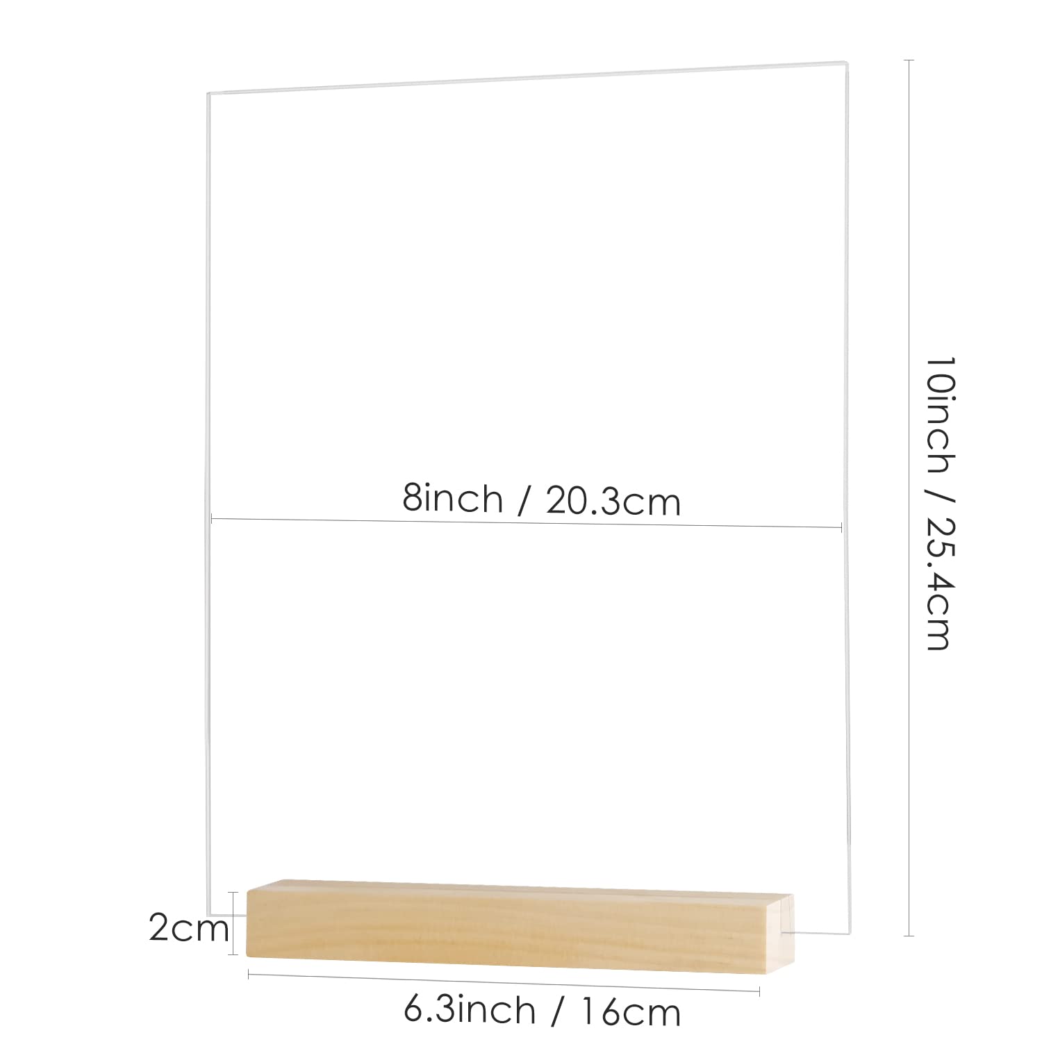 Jinmury Clear Acrylic Table Sign With Wood Stand-6 Pack 8X10 Inch Acrylic Sign Blank Acrylic Sheet And Wood Base, Diy Blank Acry