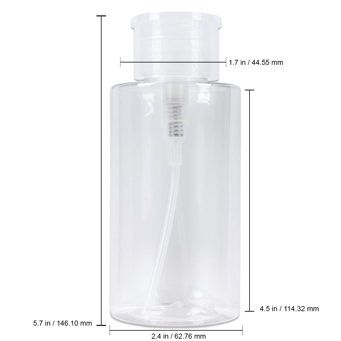 10Oz Clear Push Down Pump Dispenser Empty Refillerble Bottle With Flip Top Cap - For Nail Polish, Travel, Cosmetics Packaging