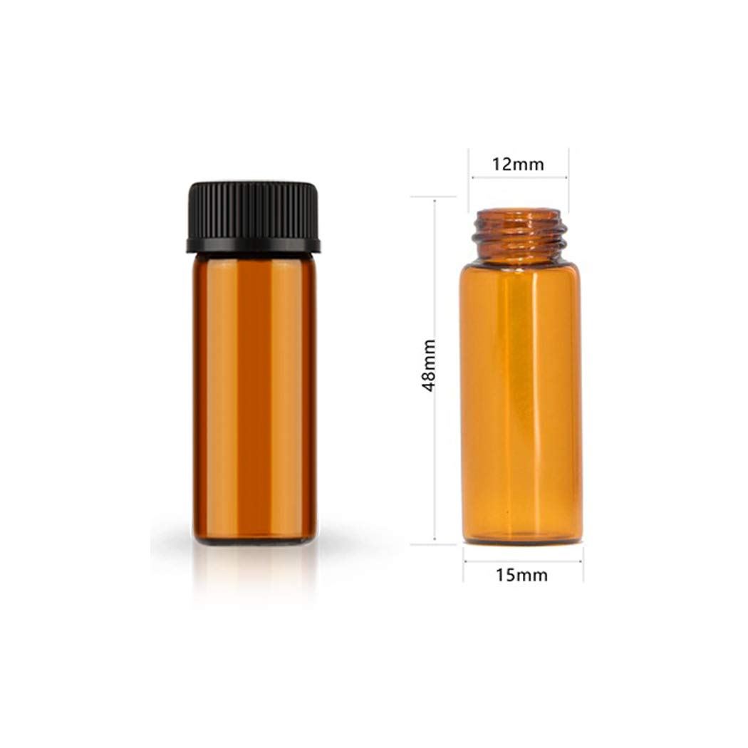 Afmnqz 50Pack Set 5Ml Amber Glass Bottle With Orifice Reducer And Cap Small Essential Oil Vials (5Ml)