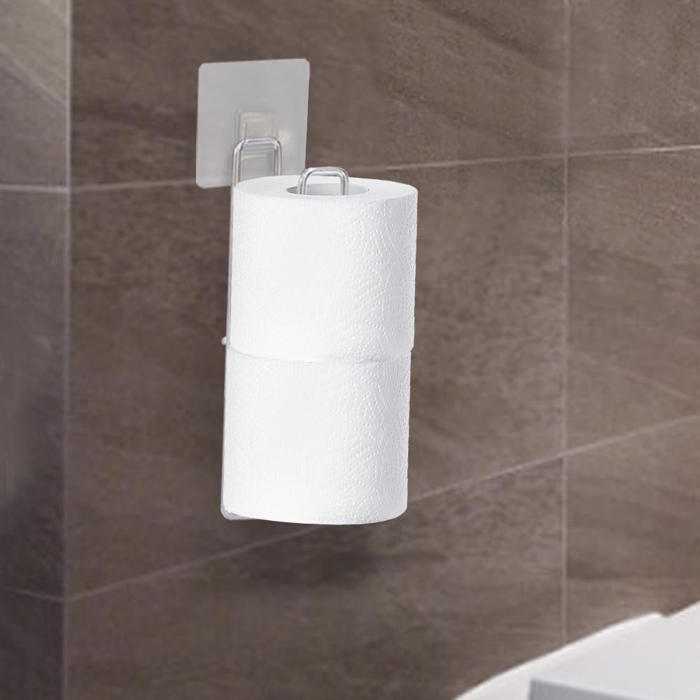 Zeadesign Toilet Paper Holder Wall Mount, Storage Extra 2 Roll Tissue, Over The Tank Toilet Paper Holder, Brushed Nickel and Chr