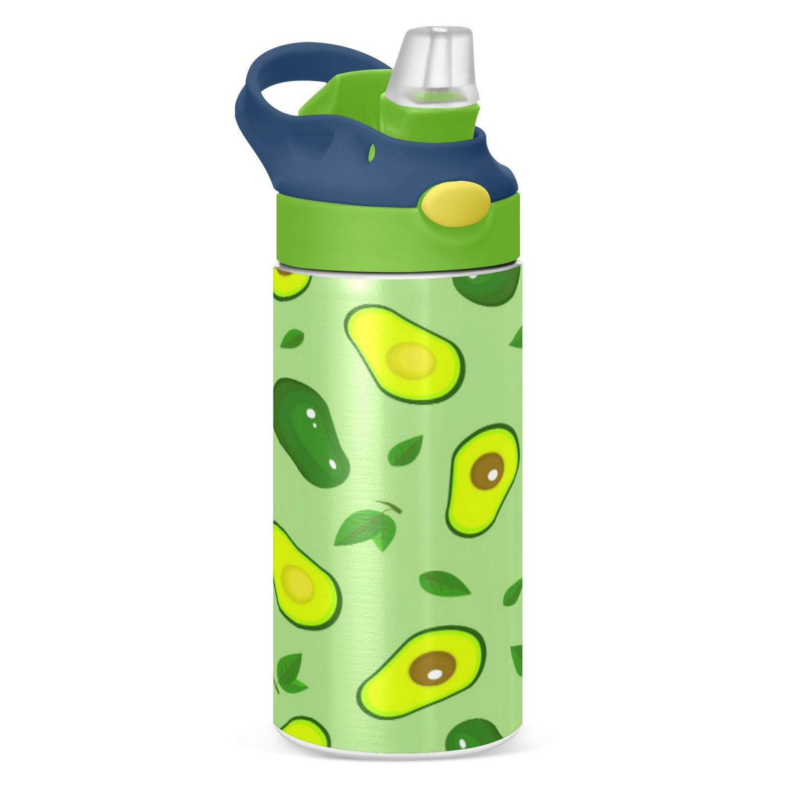 YETTASBIN Avocado Water Bottle for Kids, 12 oz Leakproof Double Walled Insulated Stainless Steel Water Bottle Travel Tumbler wit
