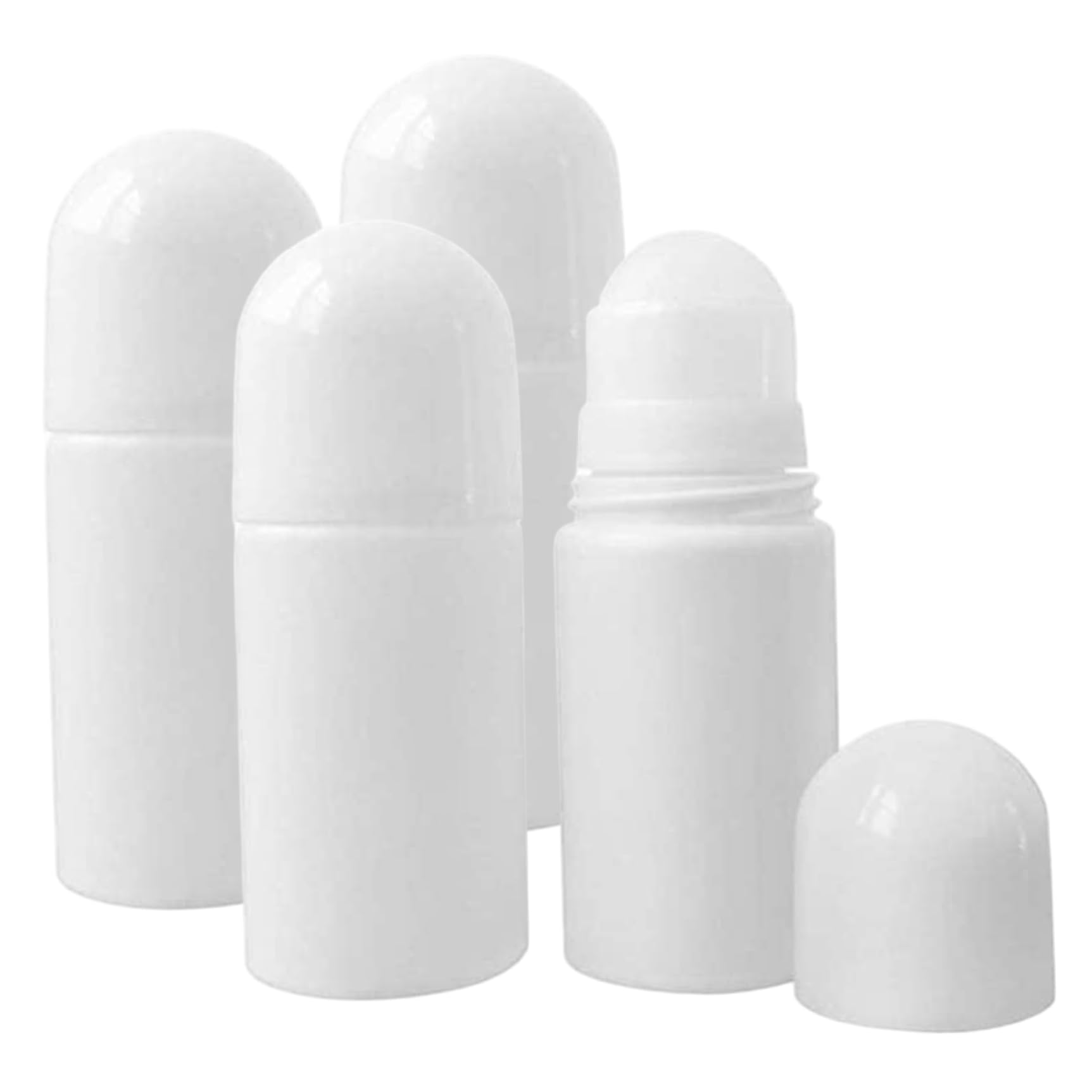 Jorzer 4PCS Roll on Bottles, 50ml Leakproof Refillable Plastic Empty Roller Ball Applicator Reusable for Essential Oil Fragranc