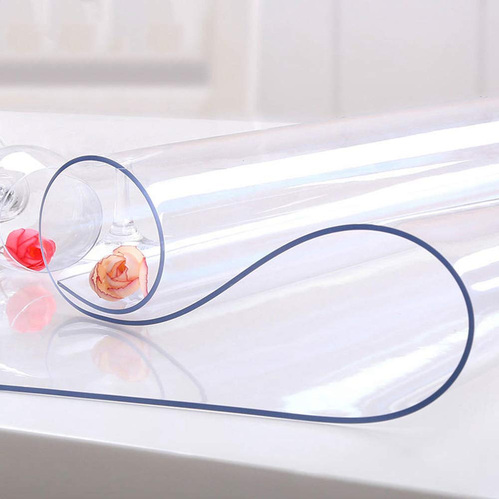 Necaux Custom 24 X 51 Inch Clear Table Cover Protector, 1.5Mm Thick Plastic Water Resistent Heavy Duty Desk Pad Mat Non-Slip Tab