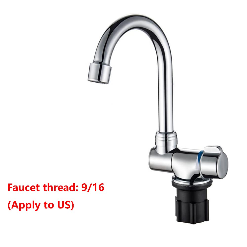 Foldable Faucet, 360 Rotation Sink Water Tap Cold & Hot Water Mixer Faucet For Rv Boat Foldable Copper Kitchen Faucet