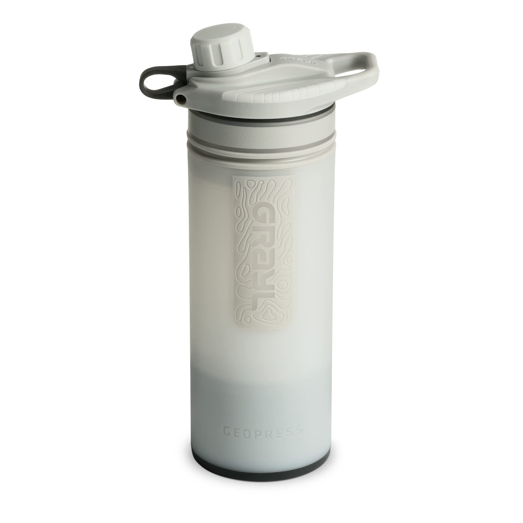 Grayl Geopress 24 Oz Water Purifier Bottle - Filter For Hiking, Camping, Survival, Travel (Peak White)