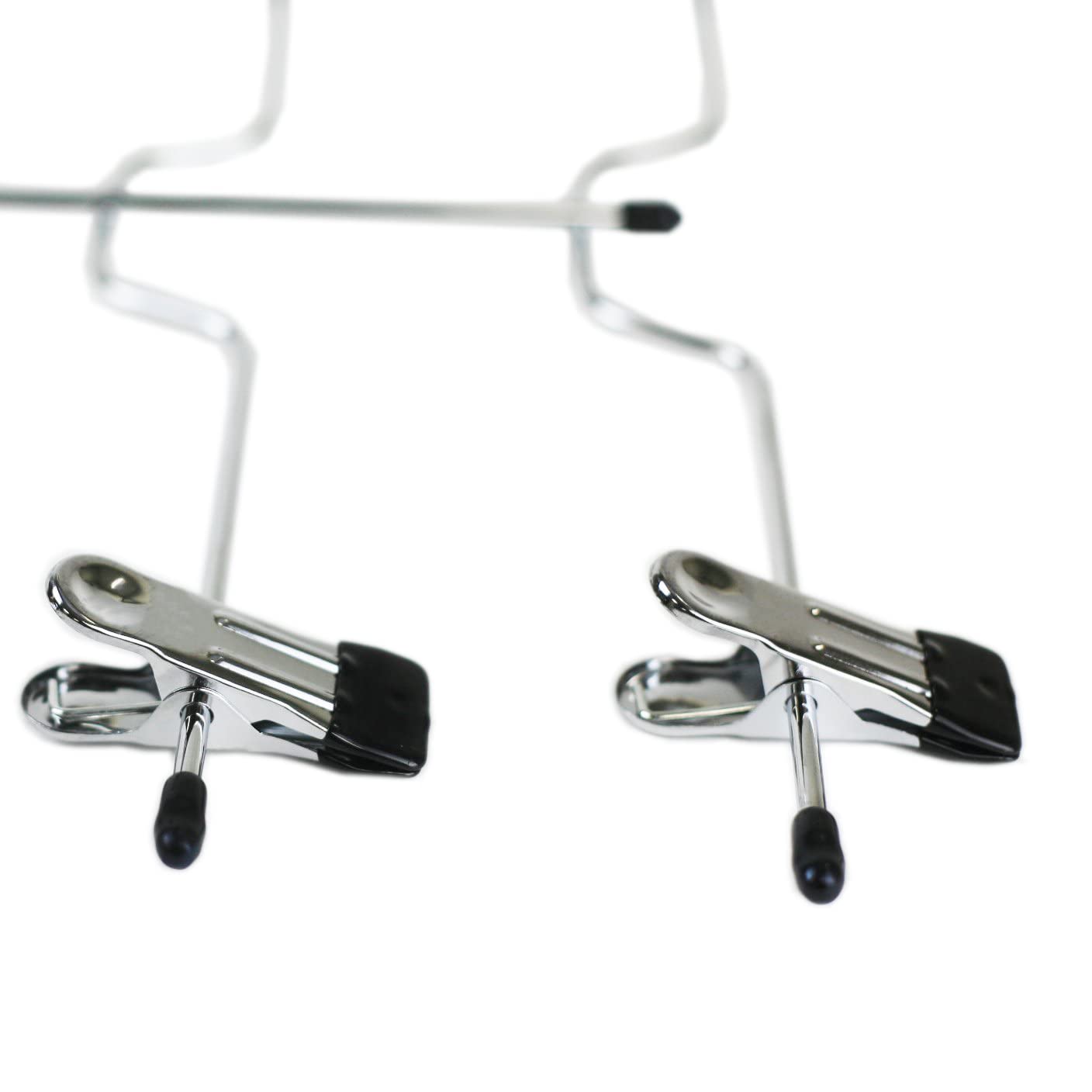 Huji Sturdy 4 Tier Trouser Skirt Pants Hanger Chrome And Black Vinyl (Set Of 4, 4 Tier Trouser Hangers)