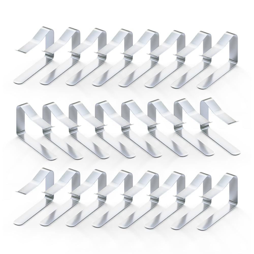 Protensils 32 Pcs Picnic Tablecloth Clips For Outdoor Tables - Stainless Steel Table Cloth Clip, Fits For 1.5    Thick Tables, M