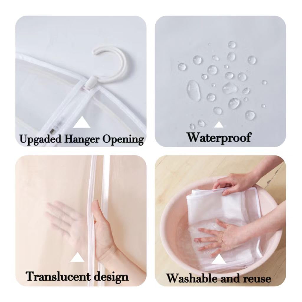 Maylmc 20 Pack Small Size Clear Garment Bags For Hanging Clothes With Full Zipper For Closet Storage, Clothes Cover For Hanging,