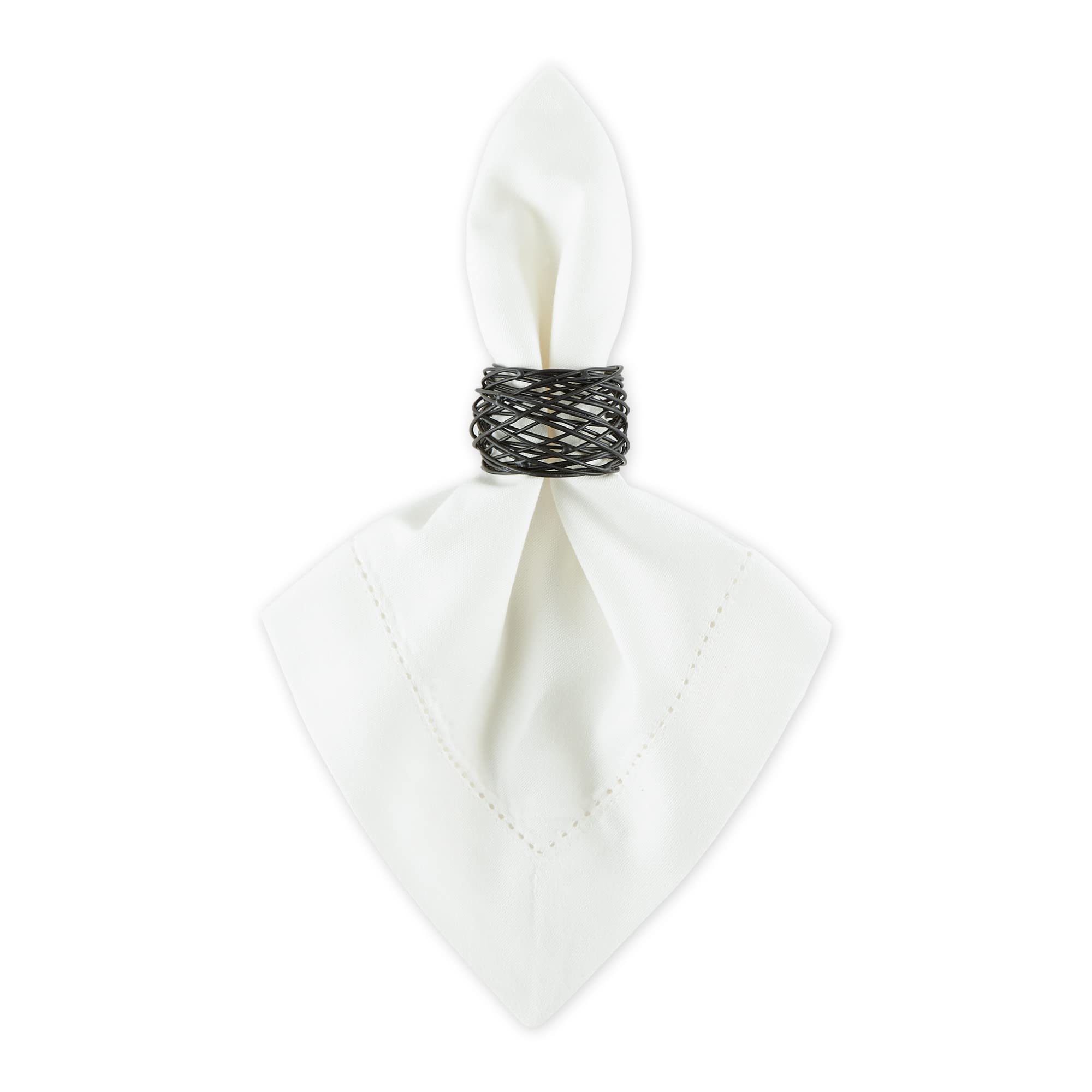 BIRDNEST BLACK NAPKIN RING SET/6