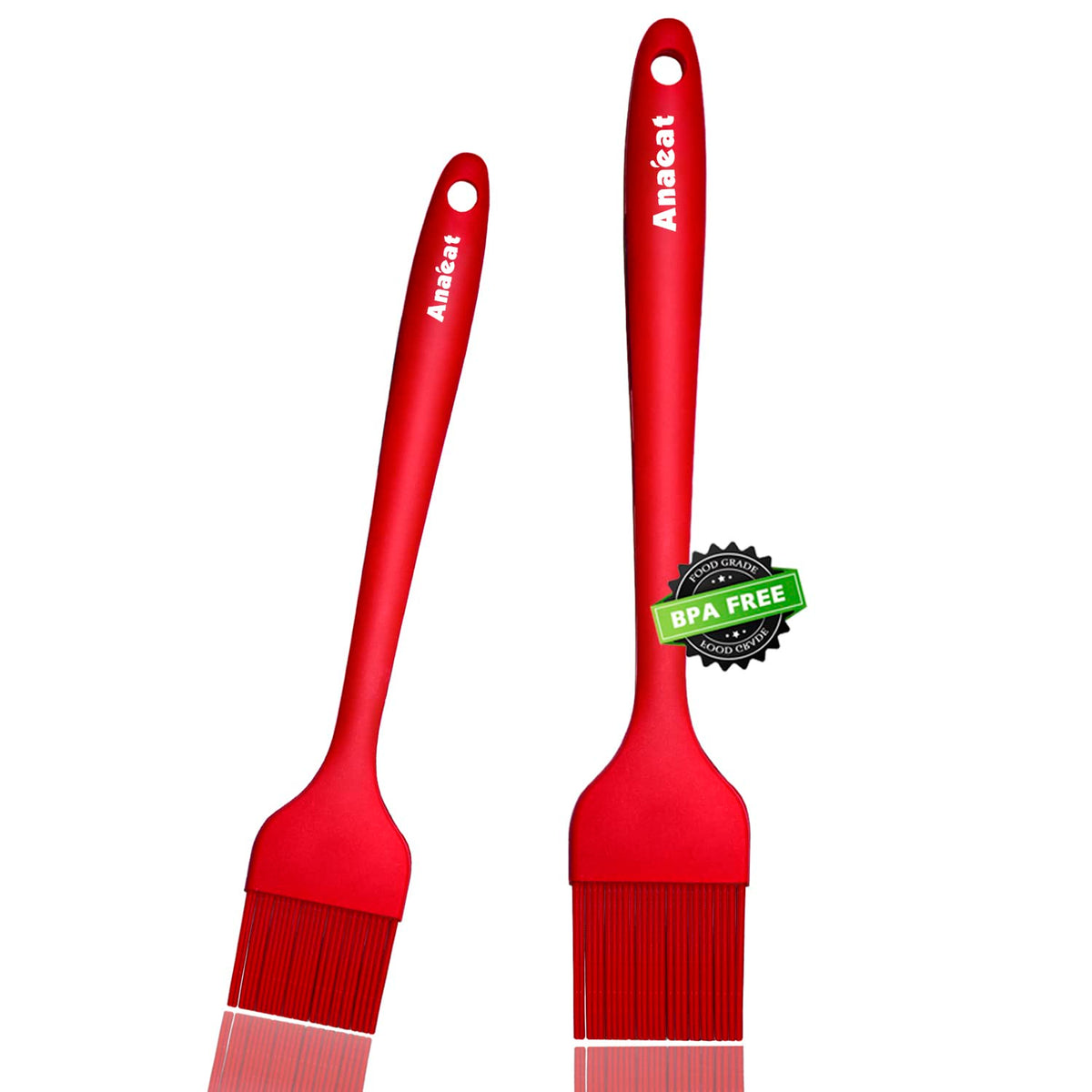Anaeat High Heat Resistant Silicone Basting Pastry Brush Set Of 2- Hygienic One Piece Design Spread Oil Butter For Bbq Grill Bar
