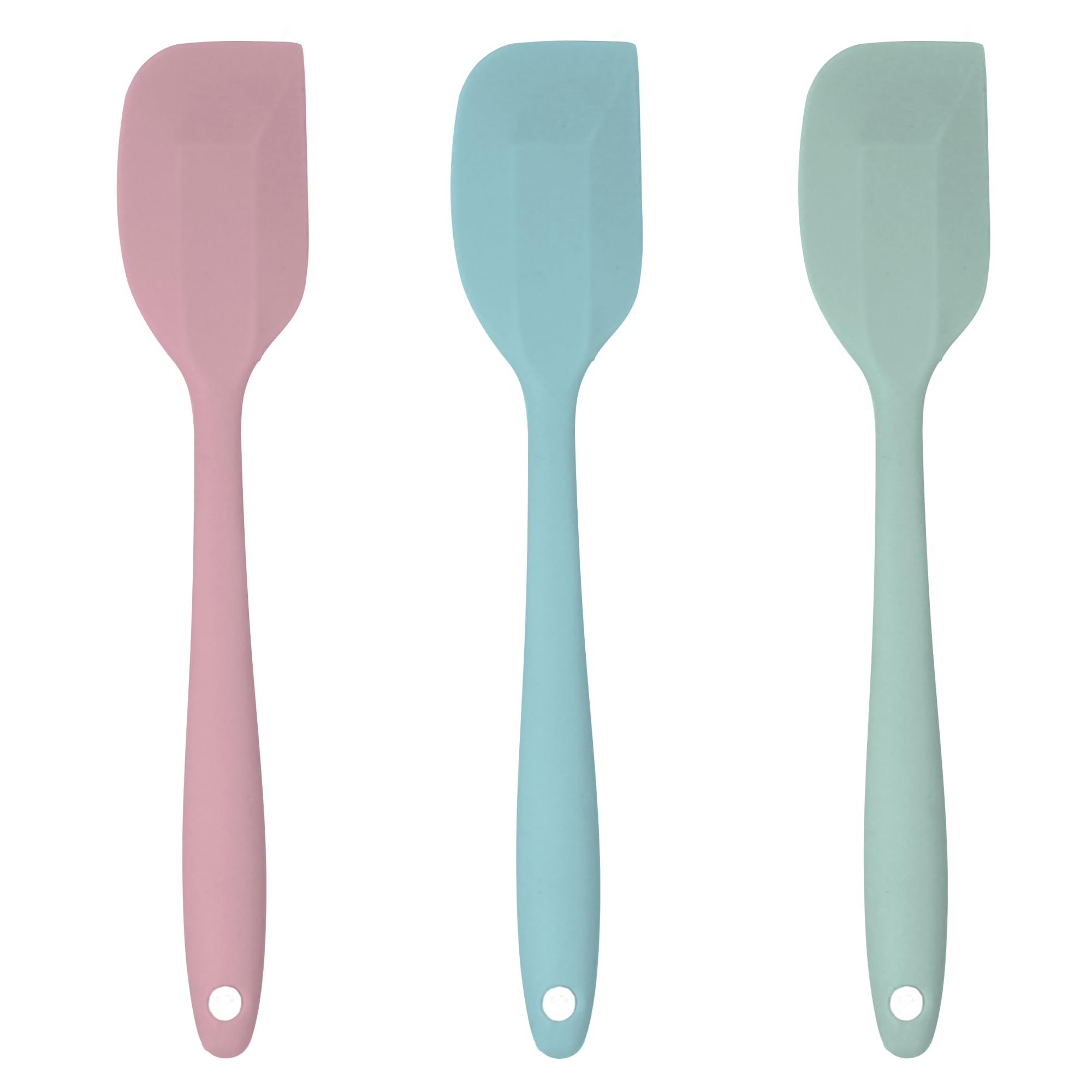 JS Gourmet 3 Pcs Colorful Silicone Spatula Set, Heat Resistant Rubber Kitchen and Baking Utensils for NonStick Cookware with Fl