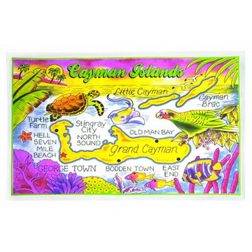 Cayman Islands Map Cotton Tea Kitchen Towel 19 X 30