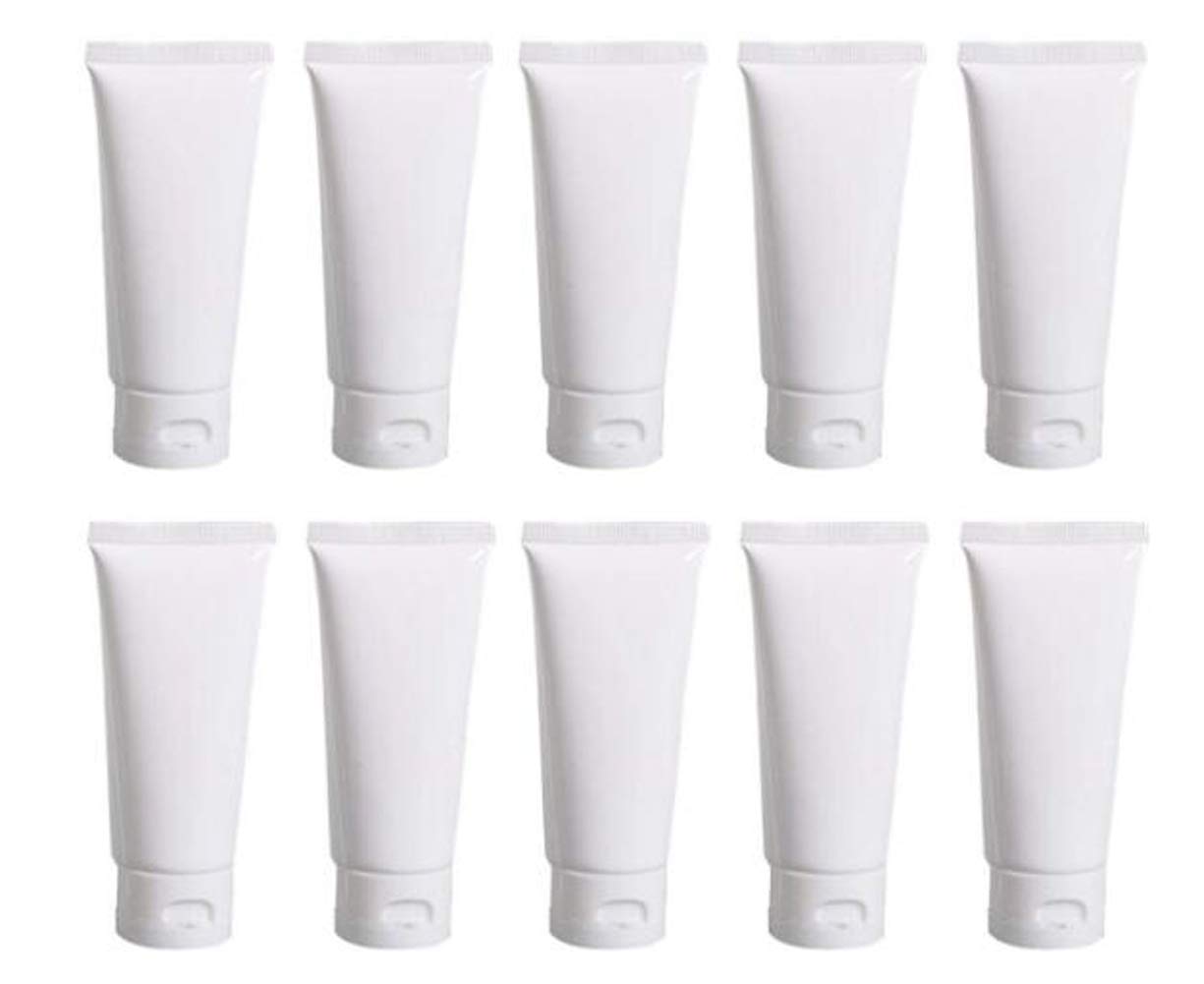 Vasana 20Pcs 100Ml/3.4Oz Empty Refill White Plastic Cosmetic Lotion Tubes Bottles Shampoo Facial Cleanser Makeup Sample Soft Con