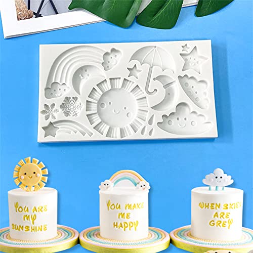 Gulinaza Cartoon Weather Sun Cloud Rain Rainbow Star Snowflake Modeling Silicone Mold For Diy Cake Fondant Biscuit Cookies Soap