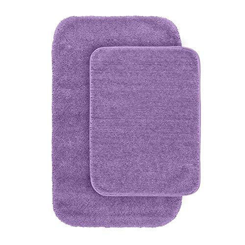 Garland Rug 2-Piece Traditional Nylon Washable Bathroom Rug Set, Purple