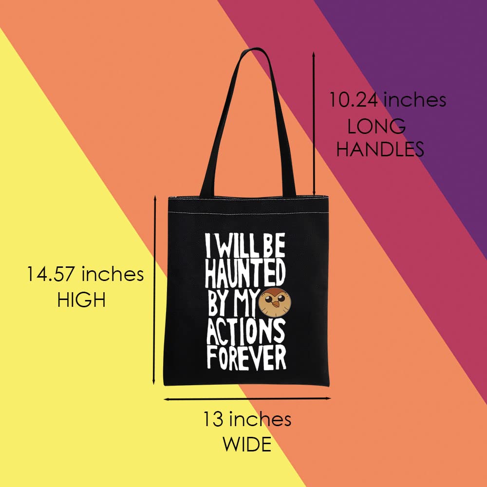 Mnigiu The Owl House Inspired Hooty Tote Bag I Will Be Haunted By My Actions Forever The Owl House Hooty Fan Gift (Black)