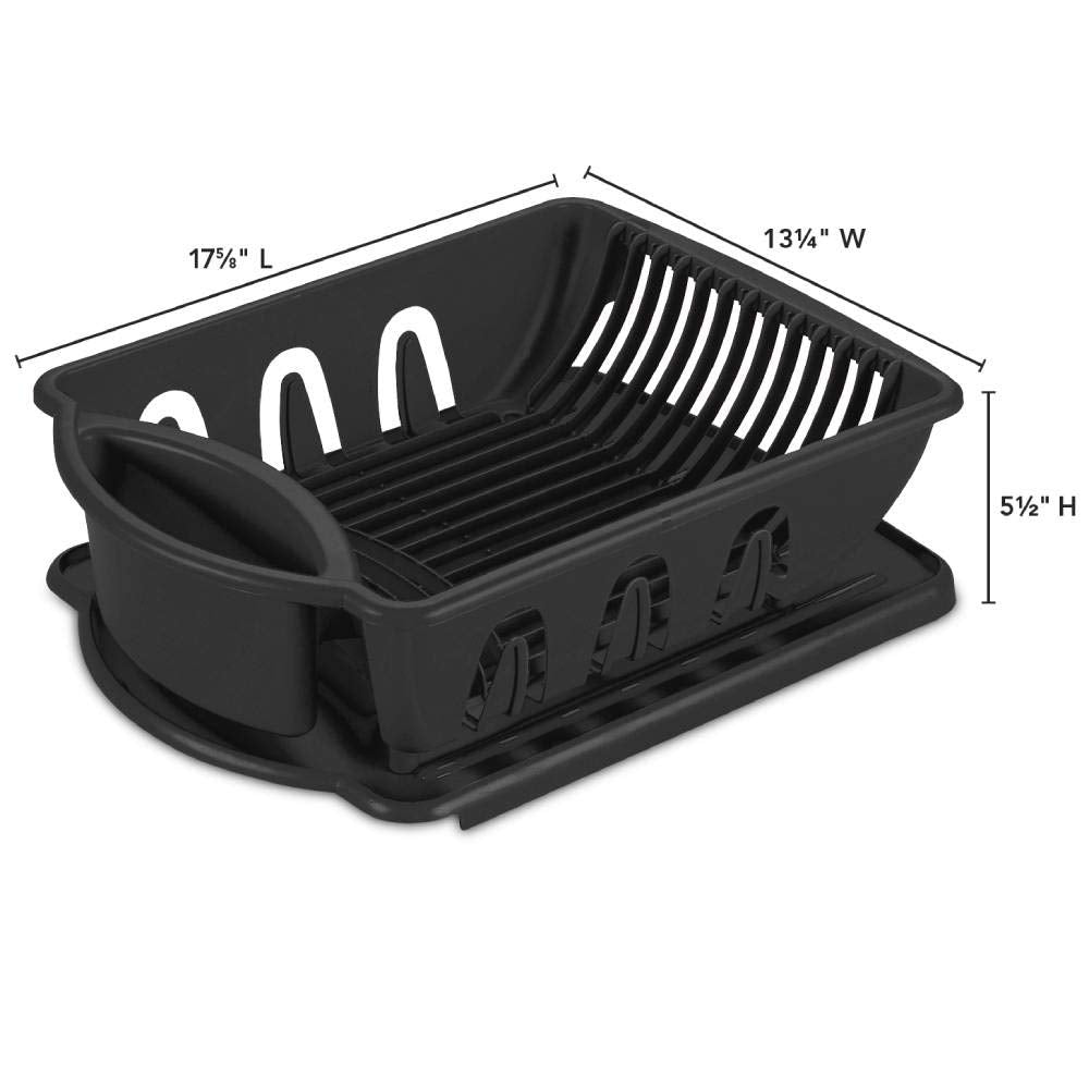 Tribello Heavy Duty Sink Dish Drying Rack Set with Drainer - Red