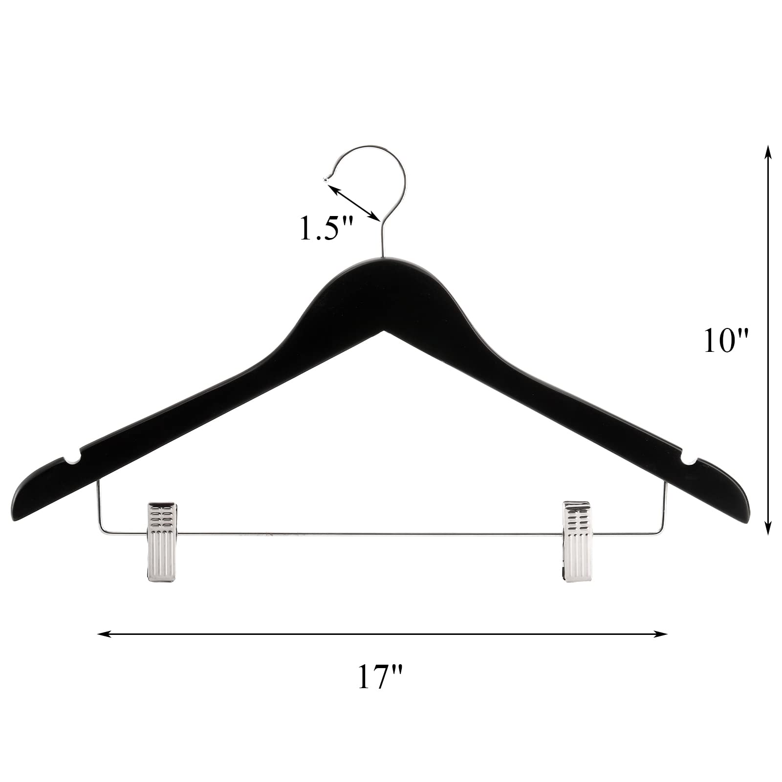 Tosnail 12-Pack Wooden Pants Clothes Hangers, Wooden Suit Hangers With Steel Clips And Hooks, Natural Solid Wood Collection Skir