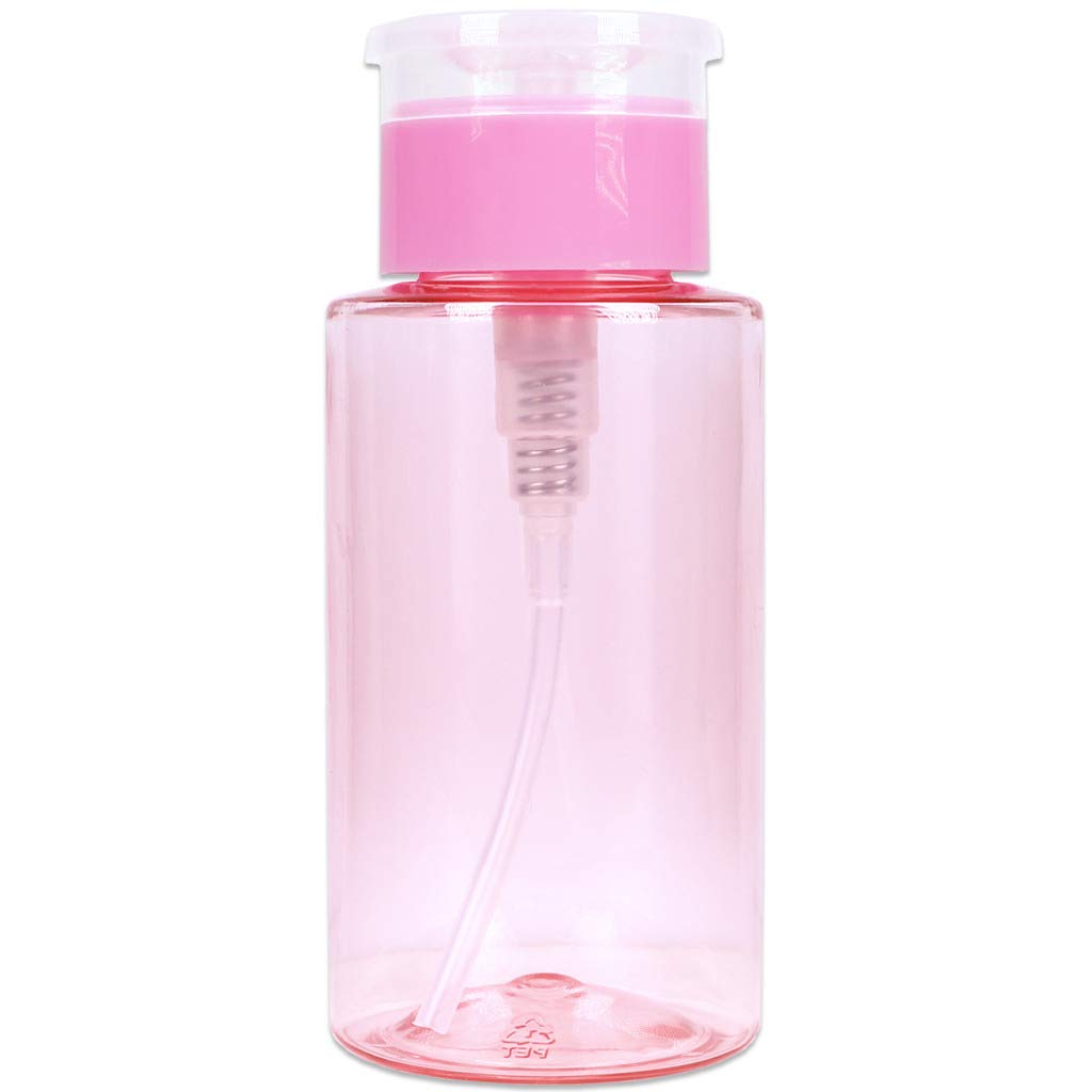 7Oz Push Down Pump Dispenser Flip Top Cap Refillable Empty Bottle - Color: Pink - Lockable Travel Cosmetic Packaging Empty Bottl
