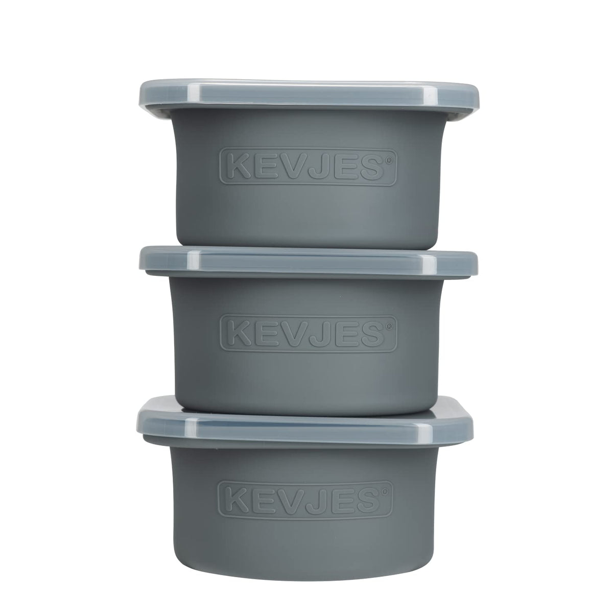 Kevjes Stackable Silicone Artisan Pizza Dough Proofing Proving Containers With Lids-2/3/4/5 Pack-500Ml Portion (Spacegrey, 3 Pac