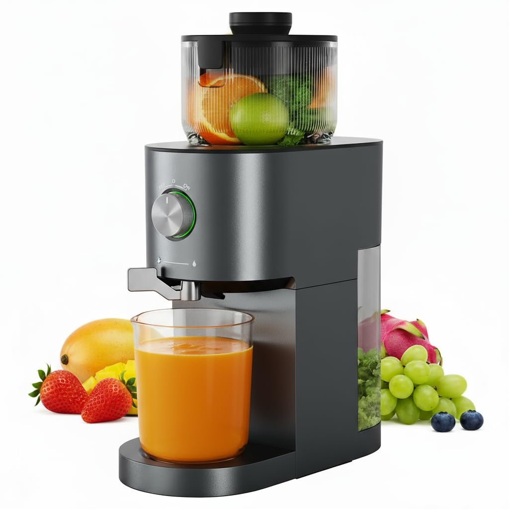 Marsail Slow Masticating Cold Press Juicer Machines, High Juice Yield, Self-Feeding with 5.4    Large Chute for Whole Vegetables