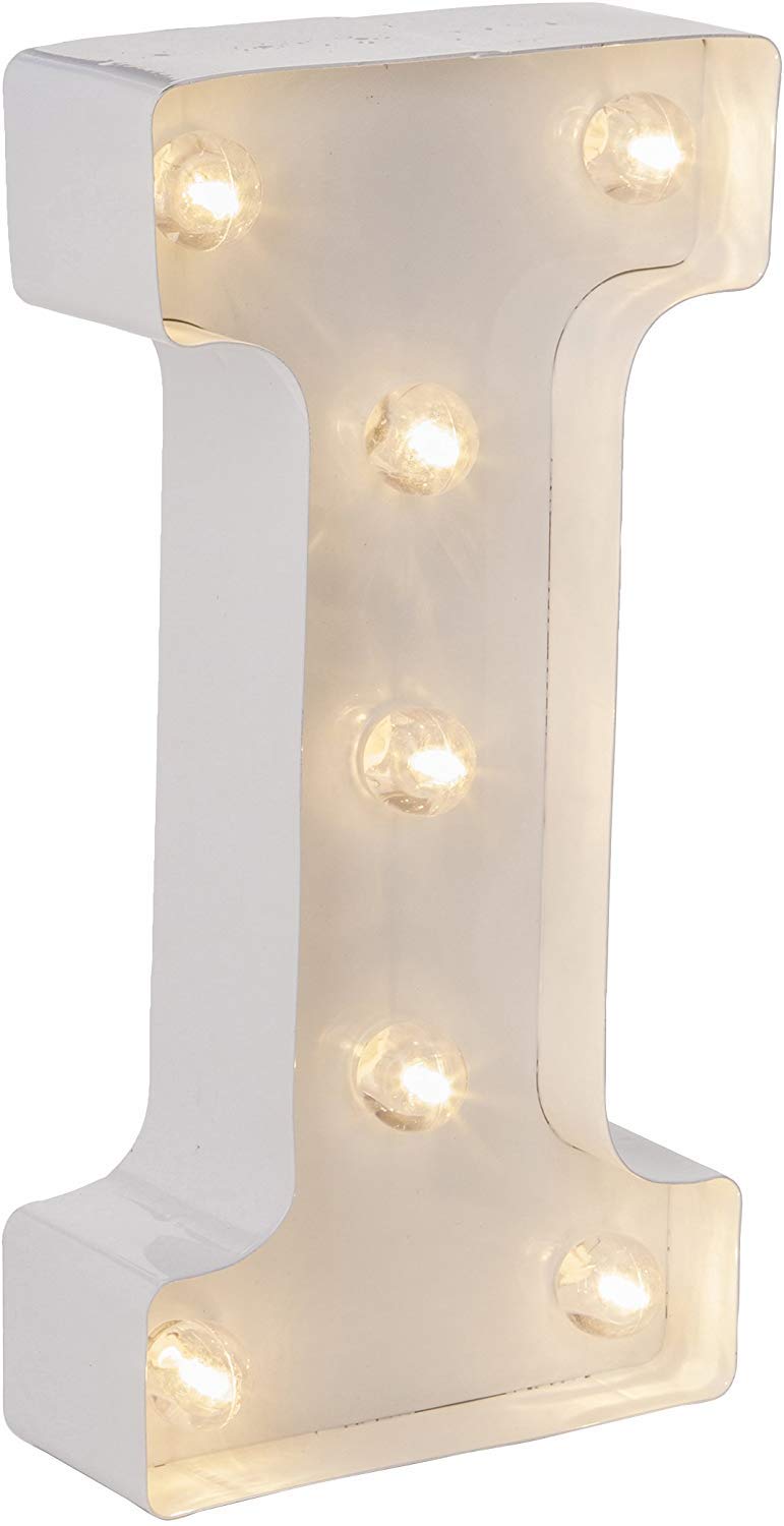 Darice White Metal Marquee Letter - I - 9.87    Tall, White Finish