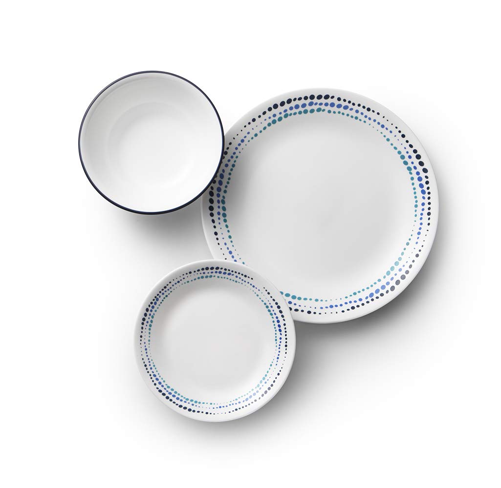 Corelle Vitrelle 18-Piece Service for 6 Dinnerware Set, Triple Layer Glass and Chip Resistant, Lightweight Round Plates and Bowl