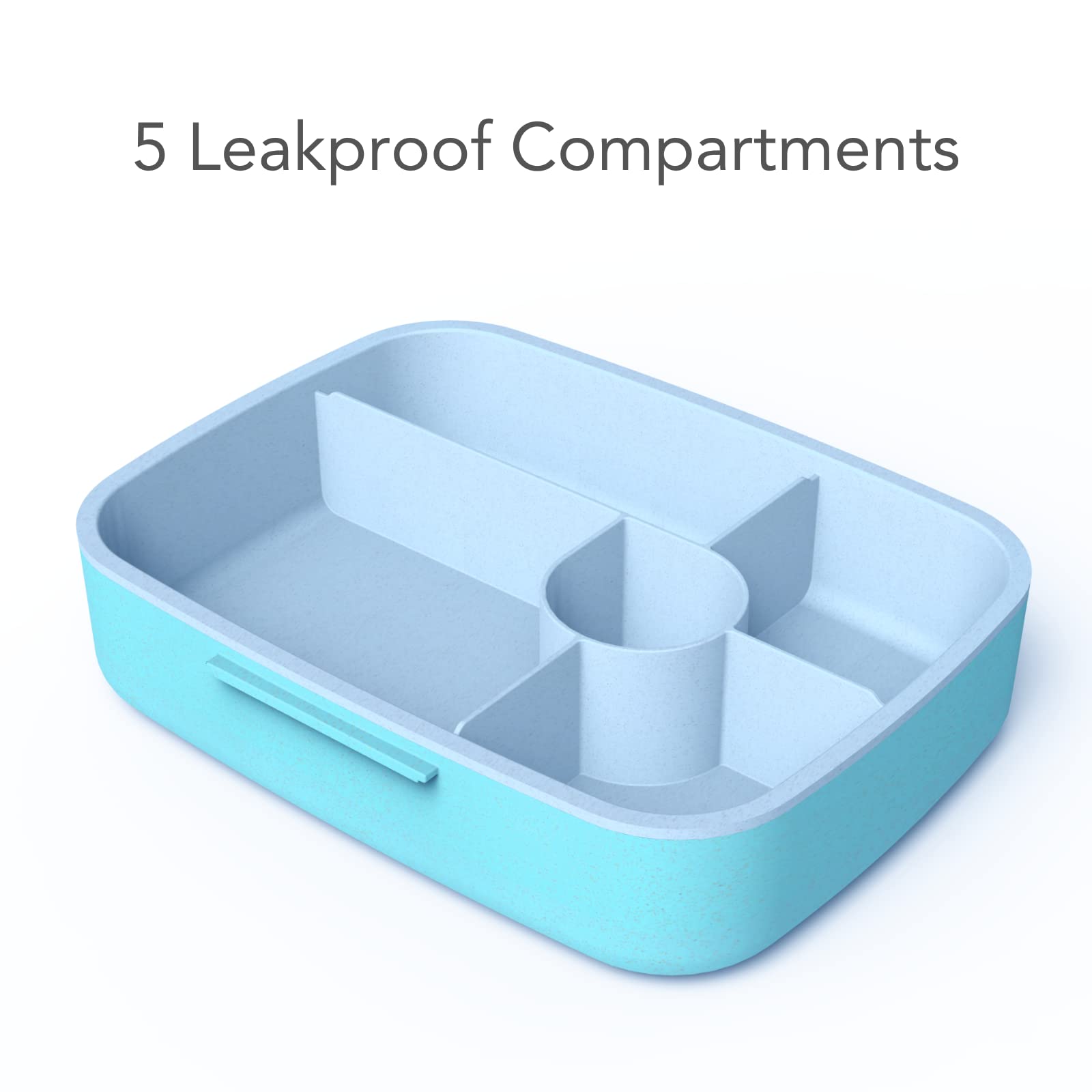 Fenrici Bento Box Lunch Box For Kids And Teens, Made With Wheat Straw, 5 Leakproof Compartments, Bpa-Free Bento Box, Microwave A