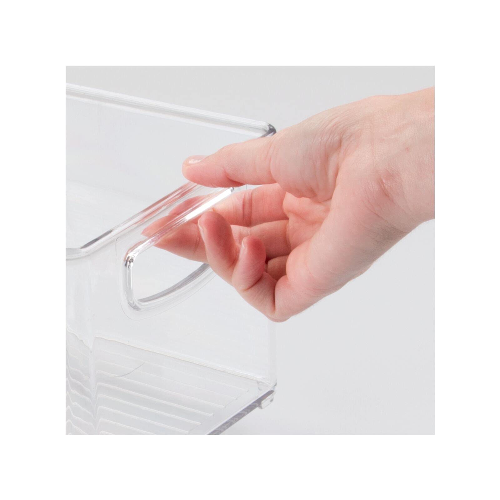 mDesign Plastic Storage Organizer Wide Container Bin with Handles for Bathroom  Home Organization - Holds Vitamins  Supplements  Makeup  Styling Tools - Ligne Collection - Clear