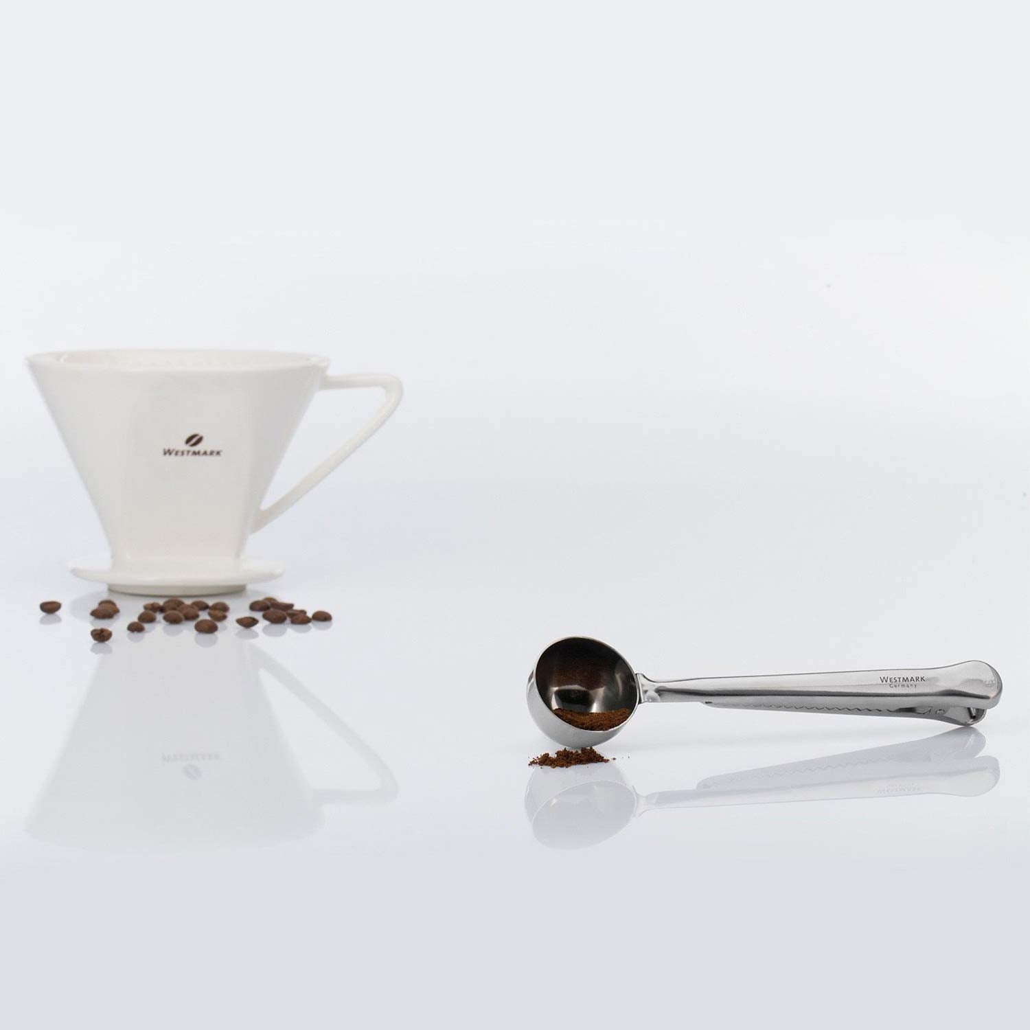 Westmark Coffee Measuring Spoon Stainless Steel With Sealing Clip, 6.9 X 1.5 X 0.9 Inches