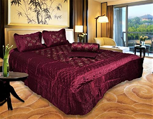 Manavrachit Satin Gold Printed 310 Tc Wedding Bedding Set (Bedsheet With 2 Pillow Covers) For Home & Living Room(Set Of 3Pc, Hat