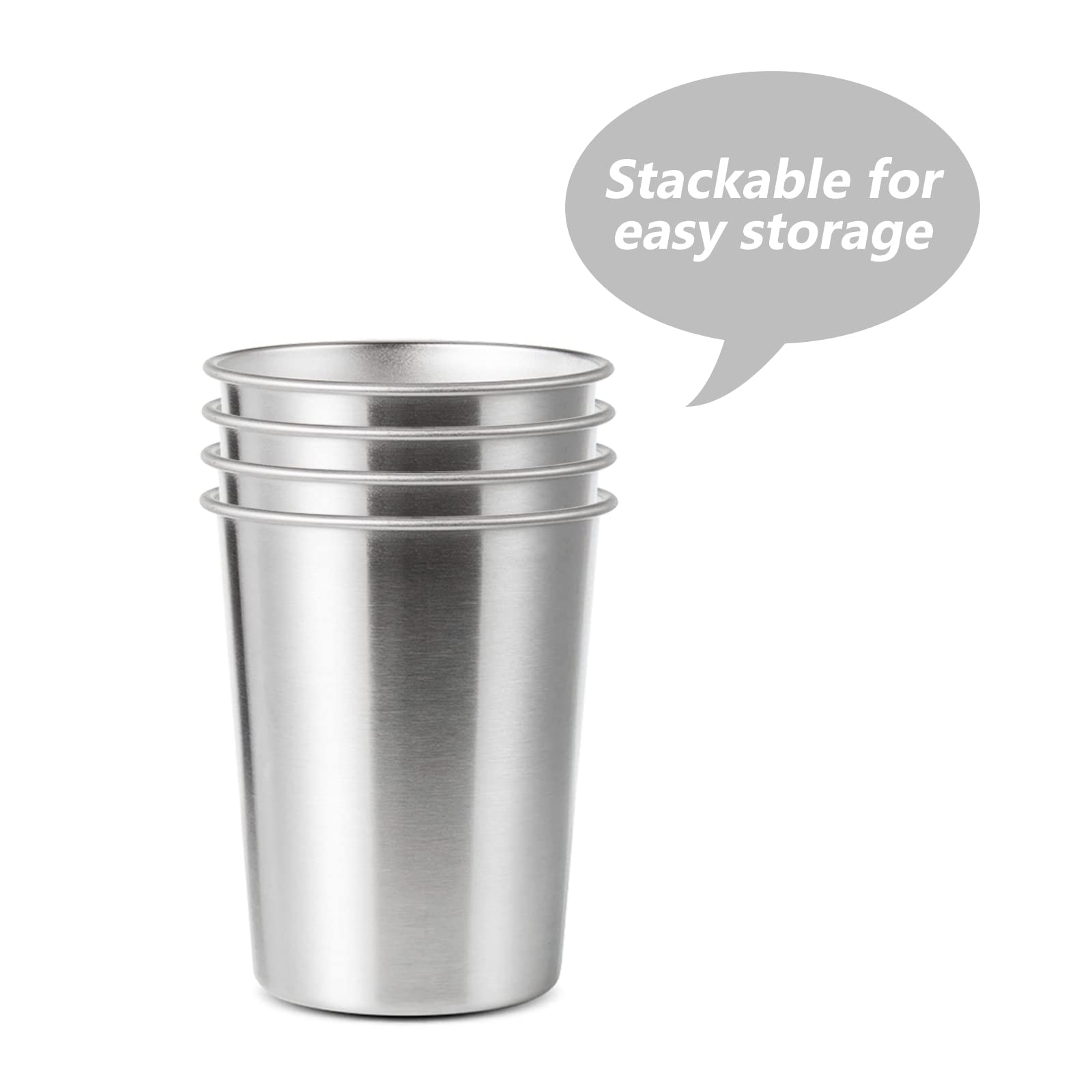 Yolcar 4Pack 6Oz Small Stainless Steel Cups, Bpa Free Healthy Pint Drinking Cups Metal Drinking Glasses For Kids (Silver, 170Ml/