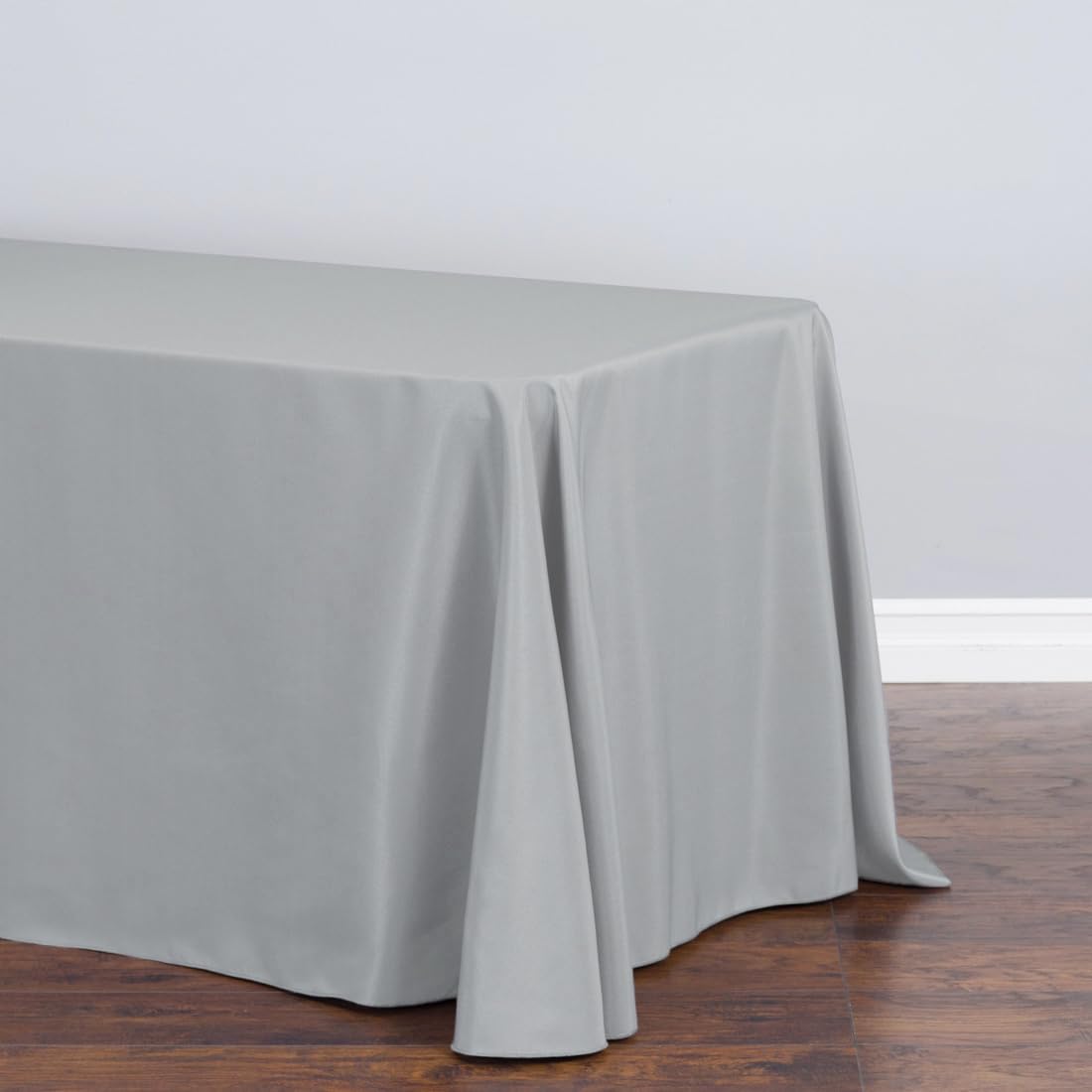Ltc Linens 10-Pack Rectangular Tablecloths 90 In X 132 In With Rounded Corners -Grey/Silver Table Cloths For 6 Ft Rectangle Tabl