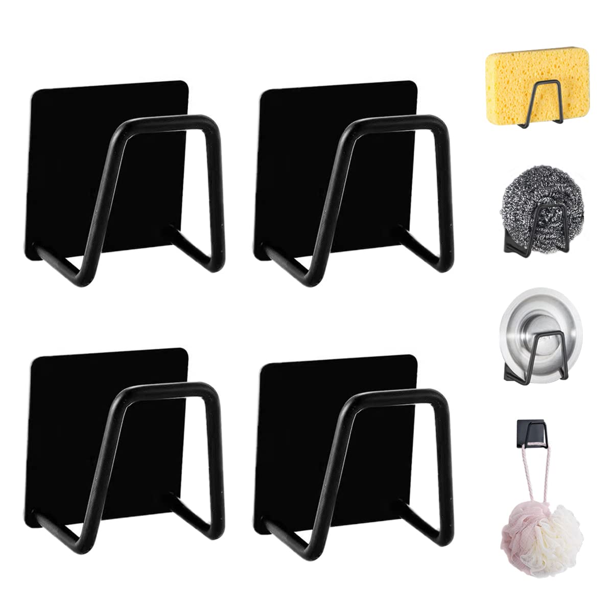 Leftstarer 4 Pack Sink Sponge Holder For Kitchen Sink Caddy Premium Sus304 Stainless Steel Rustproof Waterproof Quick Drying Sma