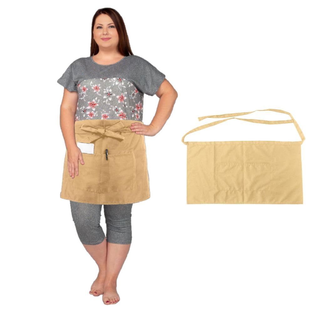 Unisex Waist/Half Bistro Server Aprons w. Pockets. Plus Size Apron XL XXL or Waist W40+, Extra Large and Long also Fits Big and 