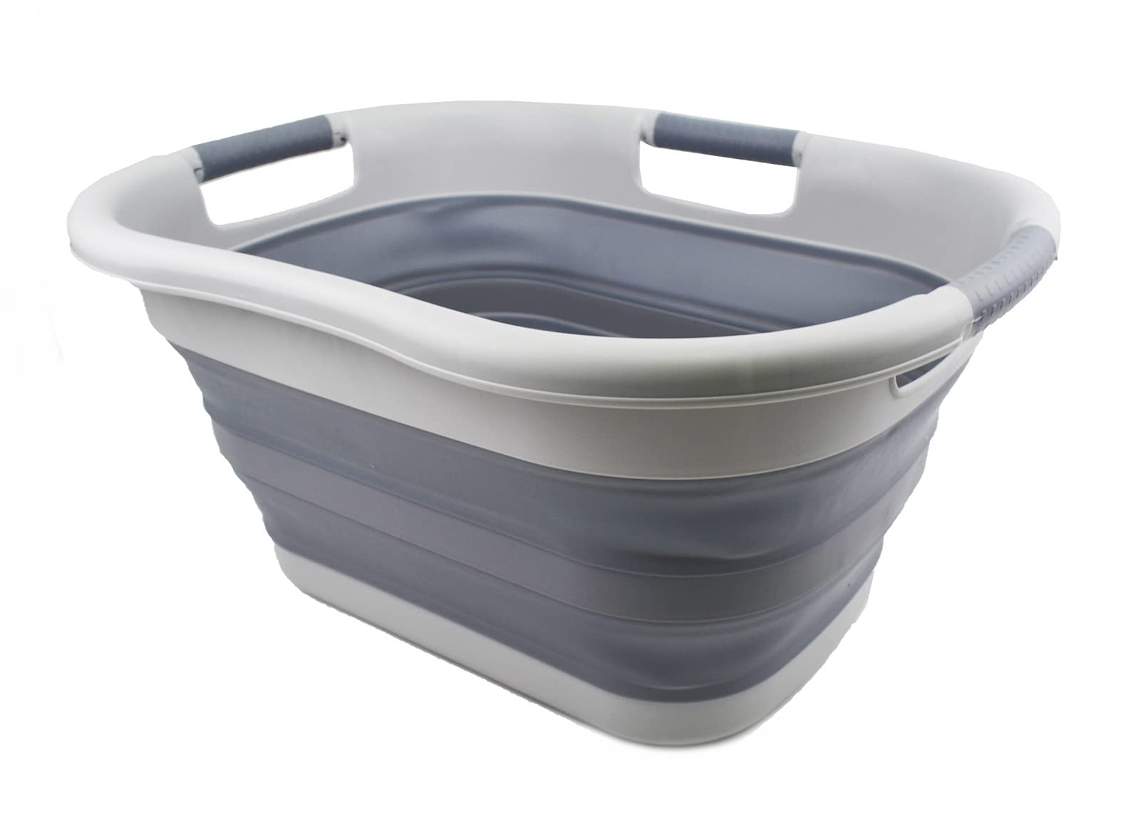 Sammart 30L (7.9 Gallon) Collapsible Plastic Laundry Basket - Foldable Pop Up Storage Container/Organizer - Portable Washing Tub