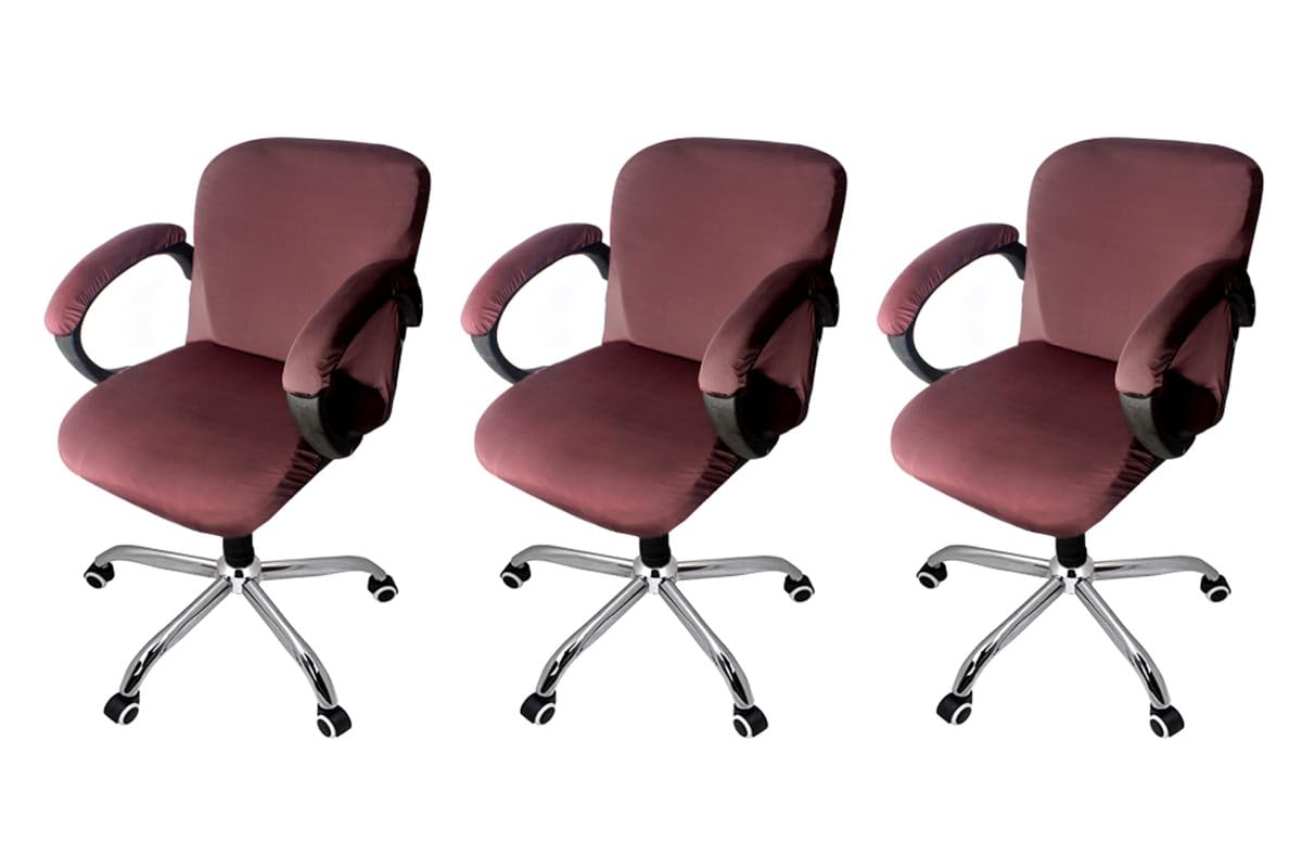 The Furnishing Tree Spandex Office Chair Cover With Handle Cover Coffee Set Of 3