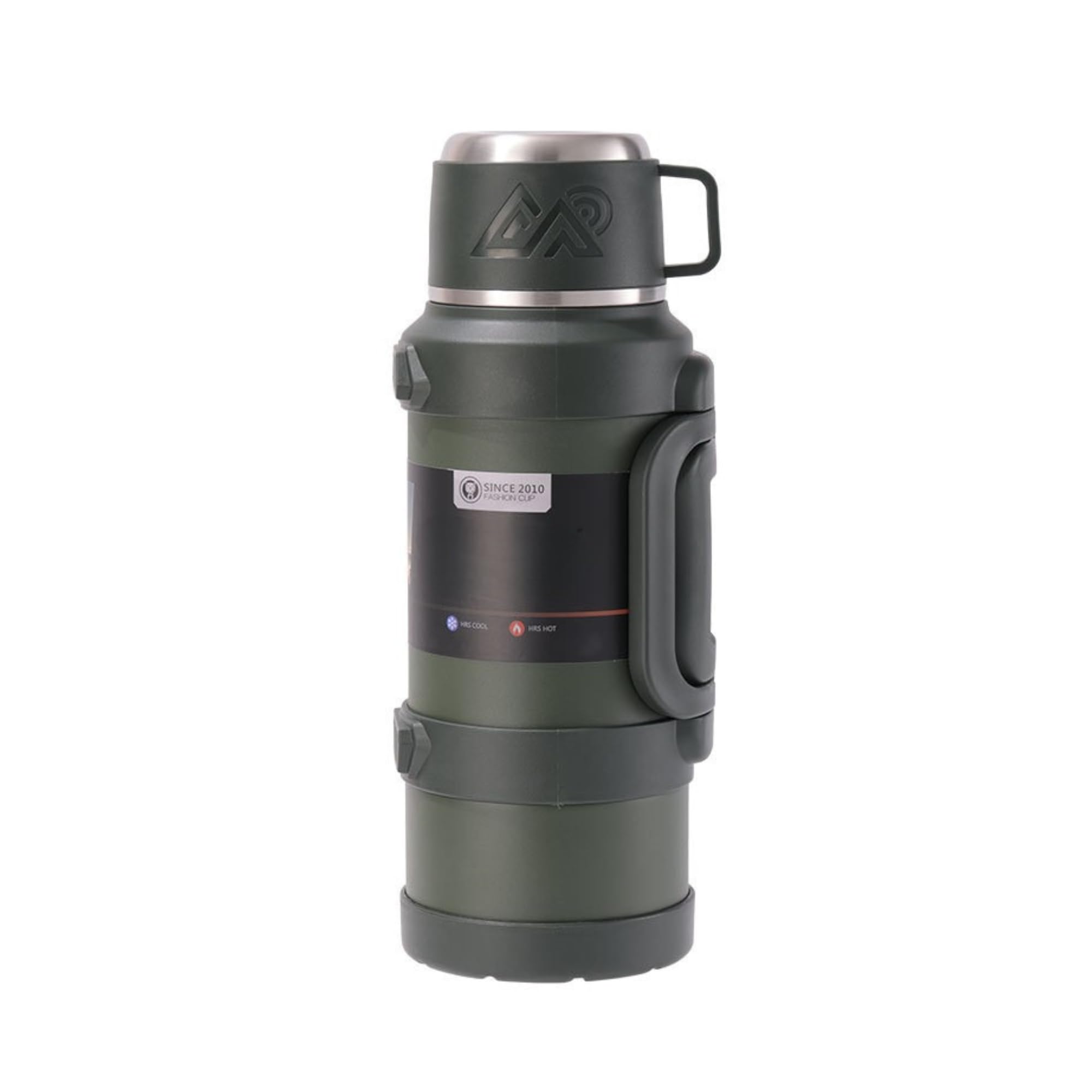 67 oz Half Gallon Insulated Water Bottle with Cup Lid, Stainless Steel Coffee Flask with Handle and Shoulder Strap for Hot and C