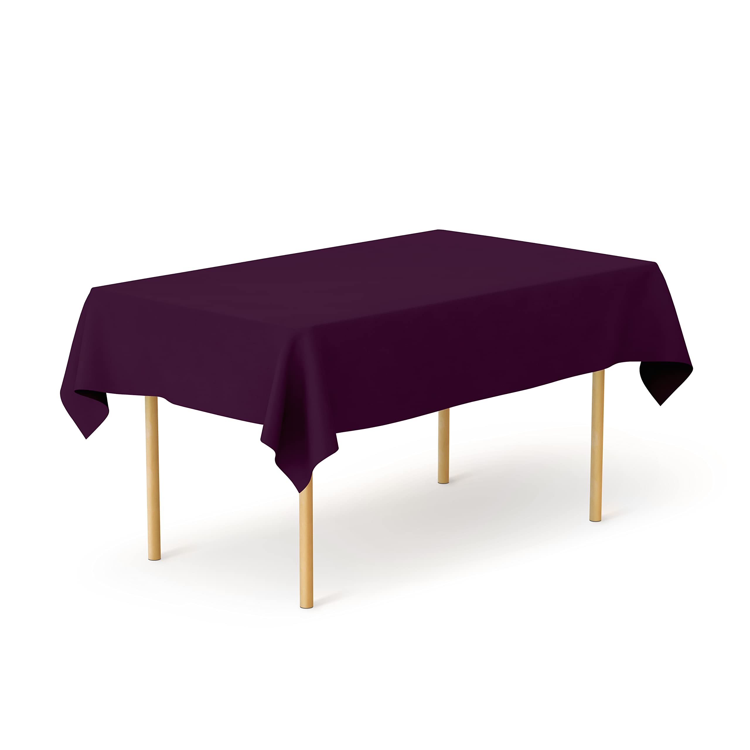 Pomp Eggplant 60 X 102 Premium Polyester Tablecloth  Wrinkle + Stain Resistant Easy Care Fabric  Fits 6Ft Rectangle Table