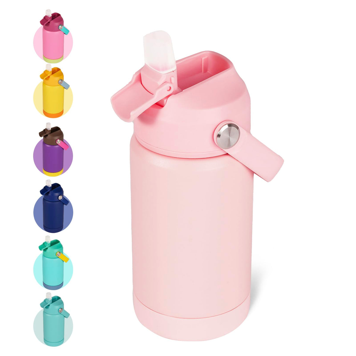 Kerilyn 12Oz Kids Insulated Water Bottle, Leak-Proof Toddler Cup With Straws Lids, Kids Water Bottles For School Boys Girls, Sta