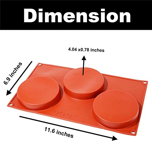 Obuy 3-Cavity Large Round Silicone Disc Cake, Pie, Custard, Tart And Resin Coaster Mold 2 Pcs
