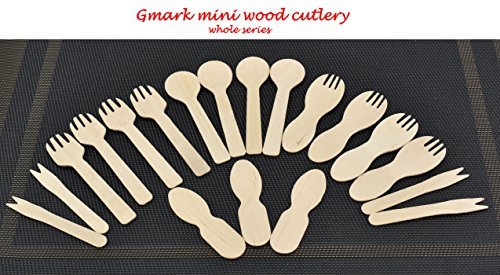 Gmark 3.5'' Wooden French Fry Forks 200 Ct, Two Prong Wood Fork, Mini Forks Chip Forks, Biodegradable Compostable Birchwood (200