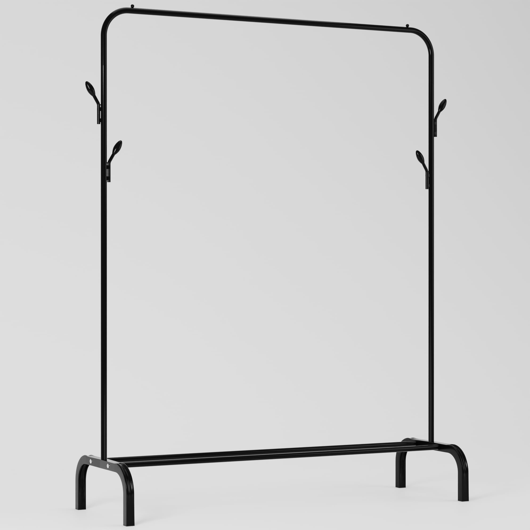 Lukzer Versatile Cloth Stand: Freestanding Metal Garment Rack With Bottom Shelves And Coat Hanger  Perfect Storage Organizer (Bl