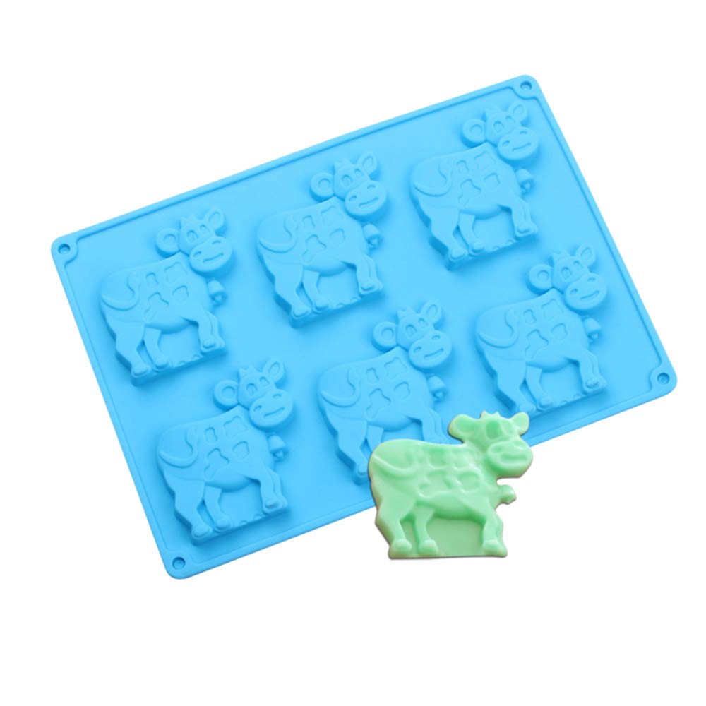 2 Pack Cow Chocolate Molds, Dairy Cattle Cake Pan Silicone Candy Fondant Biscuit Cookie Baking Mold Soap Lotion Bars Polymer Cla