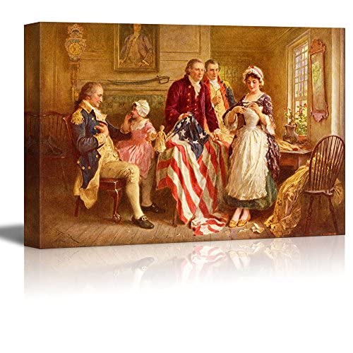 Wall26 - Betsy Ross 1777 By Jean Leon Gerome Ferris Canvas Print Wall Art Famous Painting Reproduction - 16'' X 24''